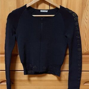 Paco Rabanne Black Long Sleeve Crop Top